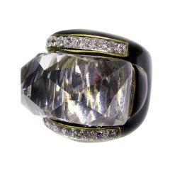 David Webb Enamel Crystal Diamond Gold Platinum Dome Ring
