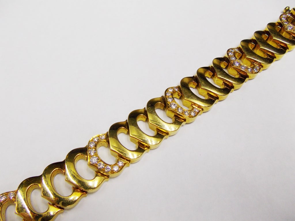 Cartier C De Collection Diamond Yellow Gold Bracelet In Excellent Condition In New York , NY