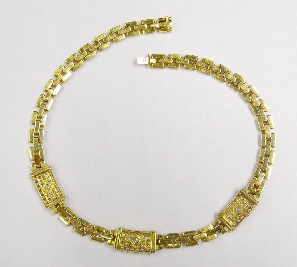 Women's Cartier Diamond Maillon Panthere Yellow Gold Link Necklace For Sale