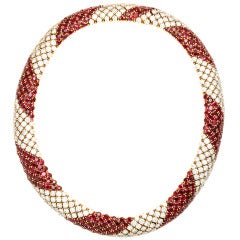 Gorgeous 30ct Diamond 50ct Ruby Gold Necklace
