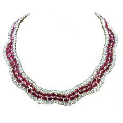 Important Fine Burma Ruby Diamond Necklace