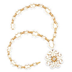 DAVID WEBB Gold White Enamel Diamond Pendant Brooch Bracelet Necklace