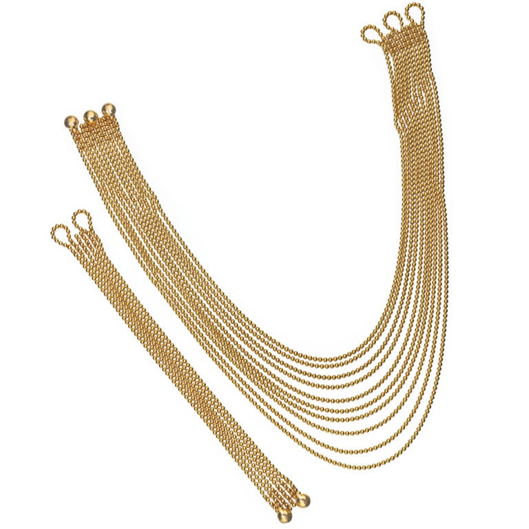 Cartier Yellow Gold DRAPERIE Beaded Bracelet and Necklace Set