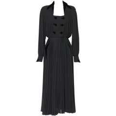 THIERRY MUGLER 80's crepe and velvet dress 2