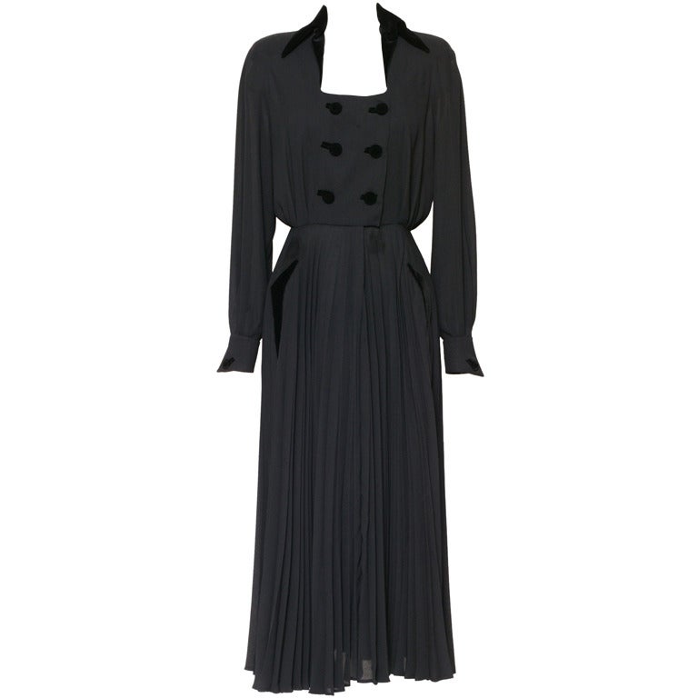 THIERRY MUGLER 80's crepe and velvet dress For Sale at 1stdibs
