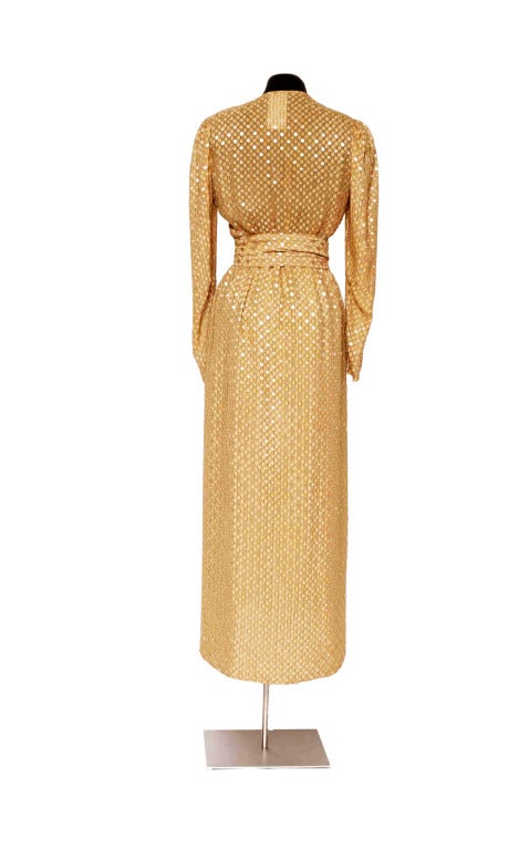 LANVIN 80's gold silk dress at 1stdibs