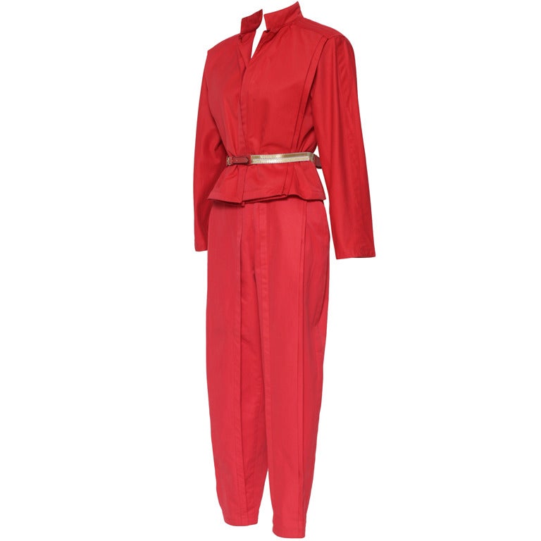 Early GIANNI VERSACE Red Suit With Original Belt at 1stdibs