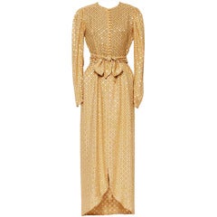 LANVIN 80's gold silk dress