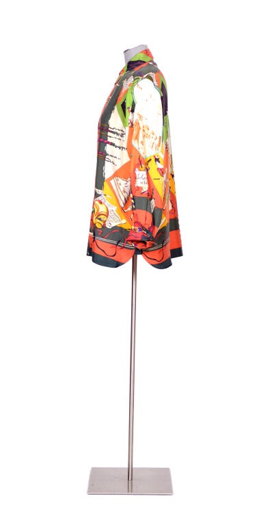 HERMES Silk Jacquard Shirt, LE CARNAVAL DE VENISE, by Hubert de Watrigant