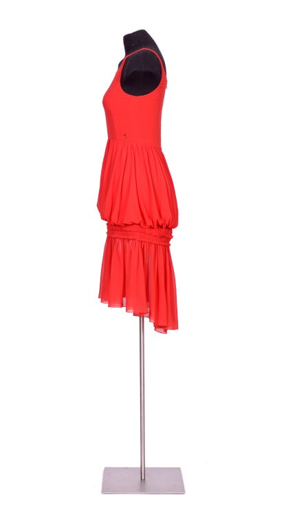 Red CHANEL by Karl Lagerfeld Vintage 90's Scarlet Chiffon Dress