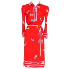 100% Silk Jersey Signed " Wrapped Sweets" Print By Leonard Dress 3