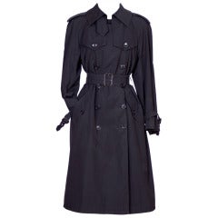 1970's YVES SAINT LAURENT "Rive Gauche" Black Trench Coat 12