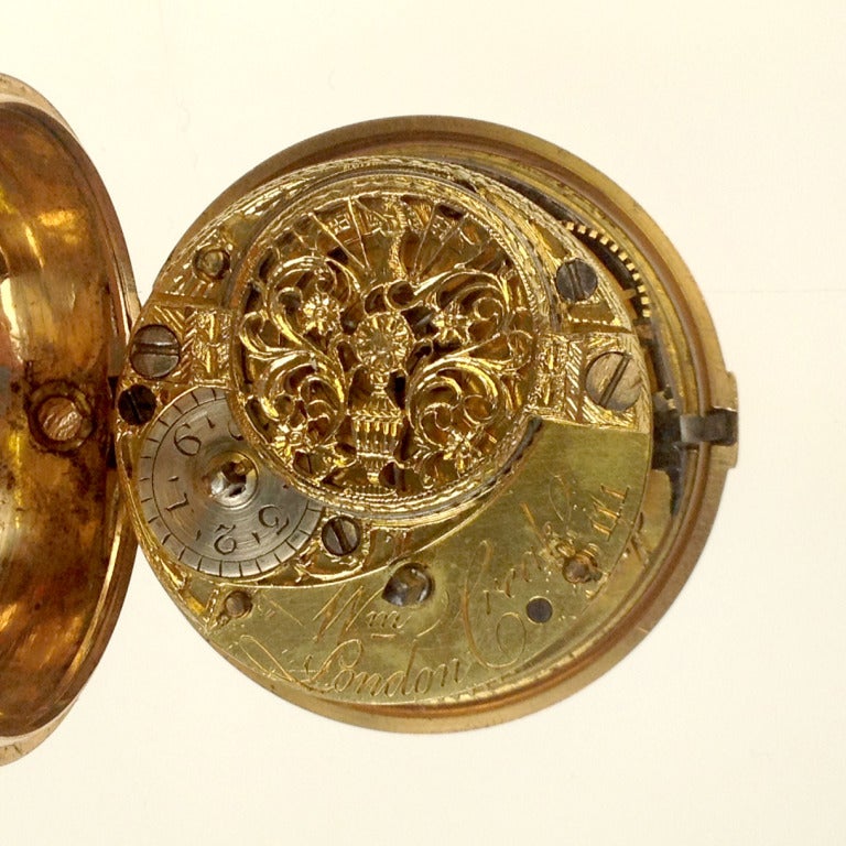 William Creak Yellow Gold Verge Watch with Outer Case For Sale 5