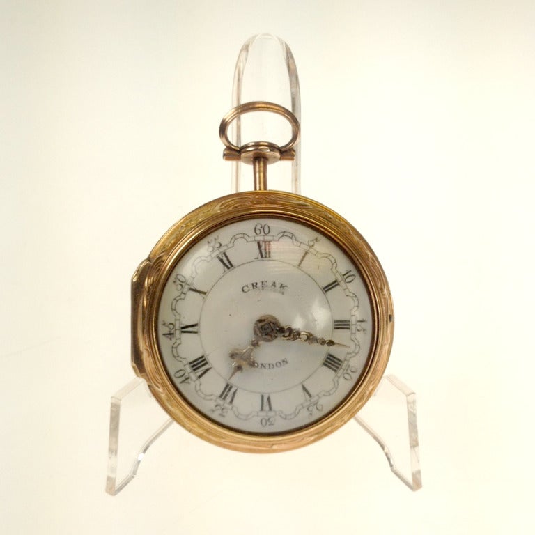 William Creak Yellow Gold Verge Watch with Outer Case In Good Condition For Sale In London, GB