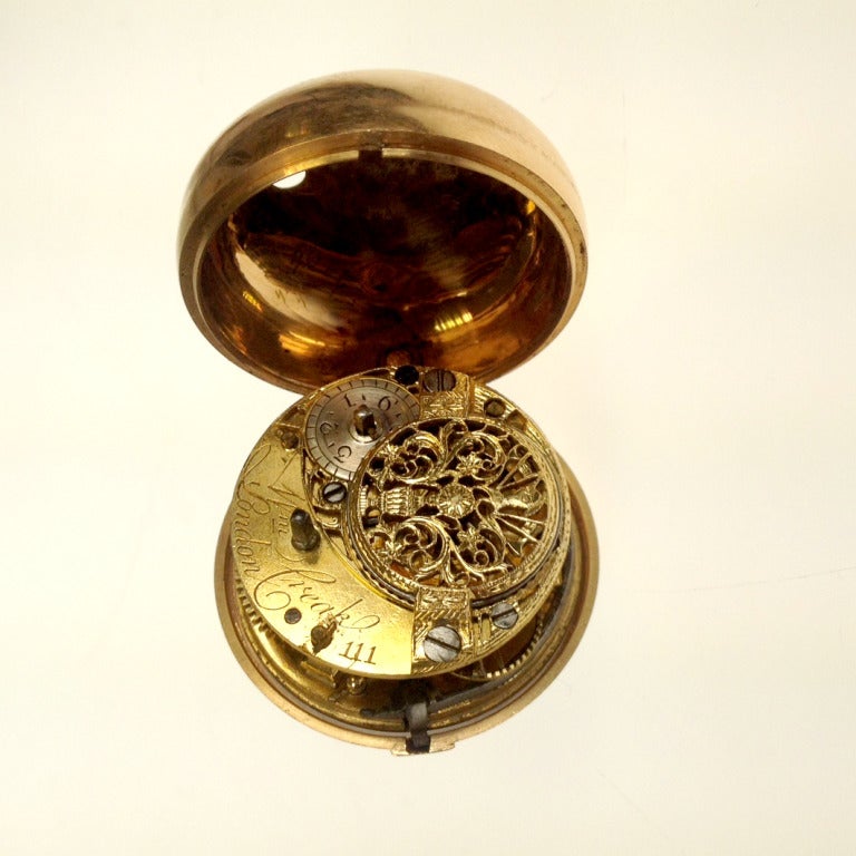 William Creak Yellow Gold Verge Watch with Outer Case For Sale 4