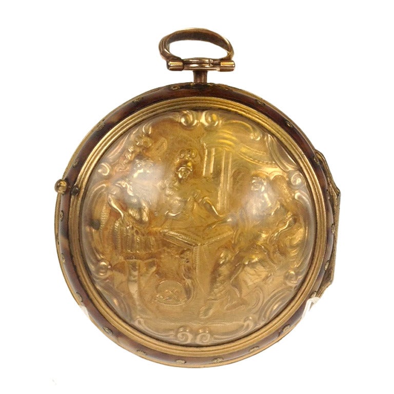 William Creak Yellow Gold Verge Watch with Outer Case For Sale