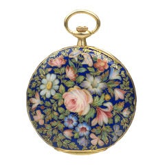 Yellow Gold and Champlevé Enamel Dress Pocket watch
