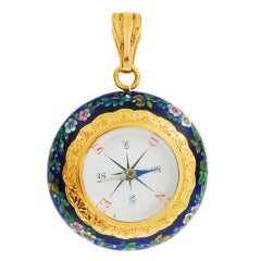 Antique Yellow Gold and Enamel Compass