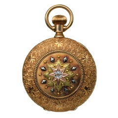 Antique Waltham Multi-Color Gold Hunter Cased Pocket Watch