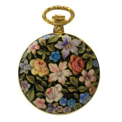 Agassiz Gold and Champlevé Enamel Pendant Watch For Sale at 1stDibs