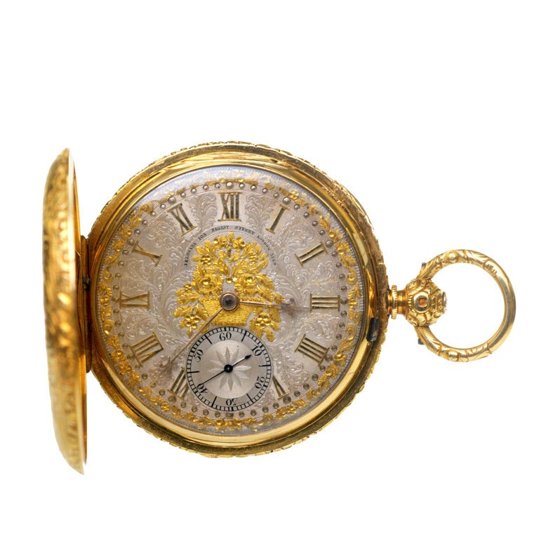 J.R. Losada Yellow Gold Hunting Cased Pocket Watch For Sale