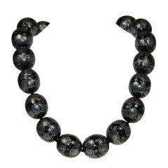 Black Coral Necklace With Silver Hand Placed Dots