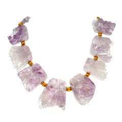 Amethyst Quartz Collar with Gold Beads