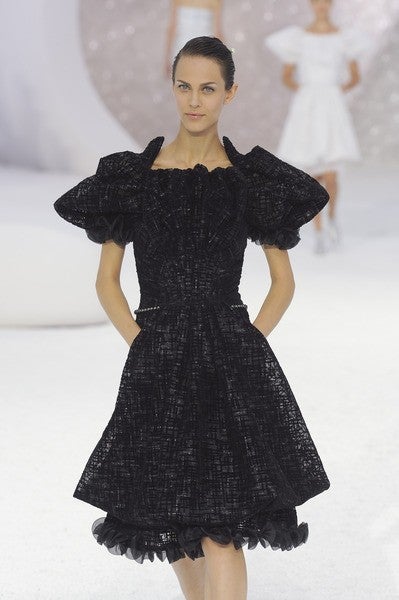 CHANEL 2012 Runway Kleid RARE texturierten Tüll Puffärmel 38 NEU 2