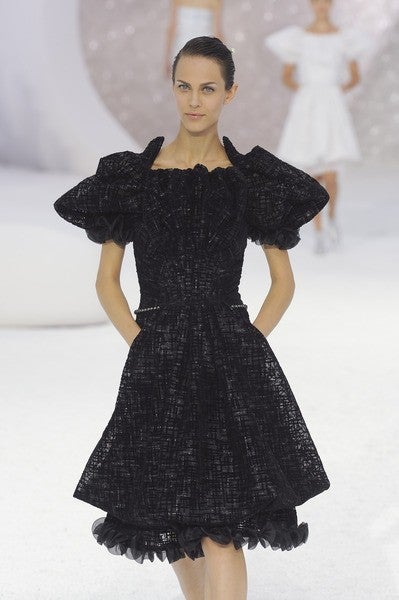 Women's CHANEL 2012 Runway dress RARE textured tulle puff sleeve 38 NEW