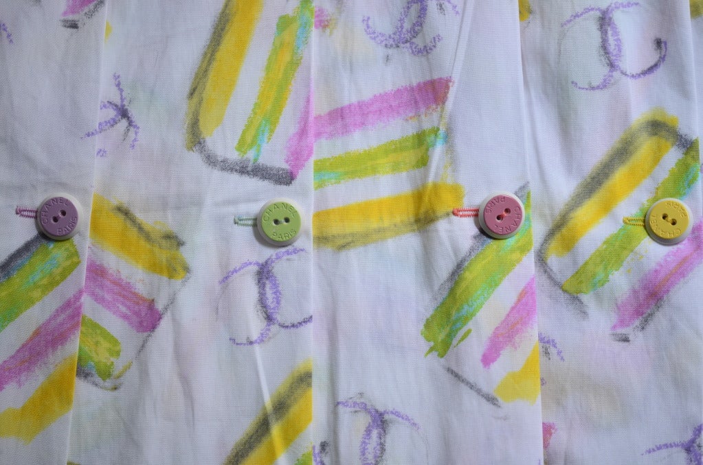 CHANEL White Multicolored Cake  Sleeveless Pleated Sundress 2