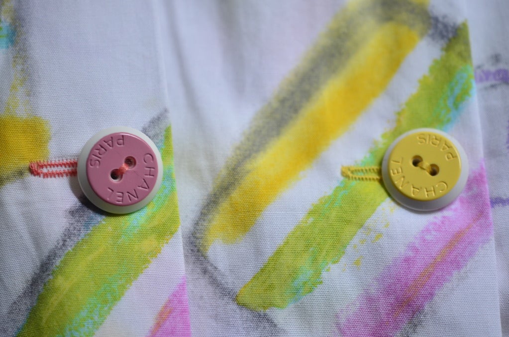 CHANEL White Multicolored Cake  Sleeveless Pleated Sundress 3