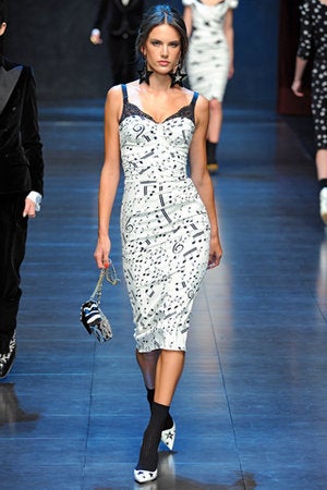Dolce and Gabbana Music Note Print Strapless Dress New Seen on Kim