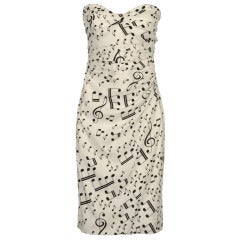 Dolce & Gabbana  Music Note Print Strapless Dress New Seen on Kim Kardashian