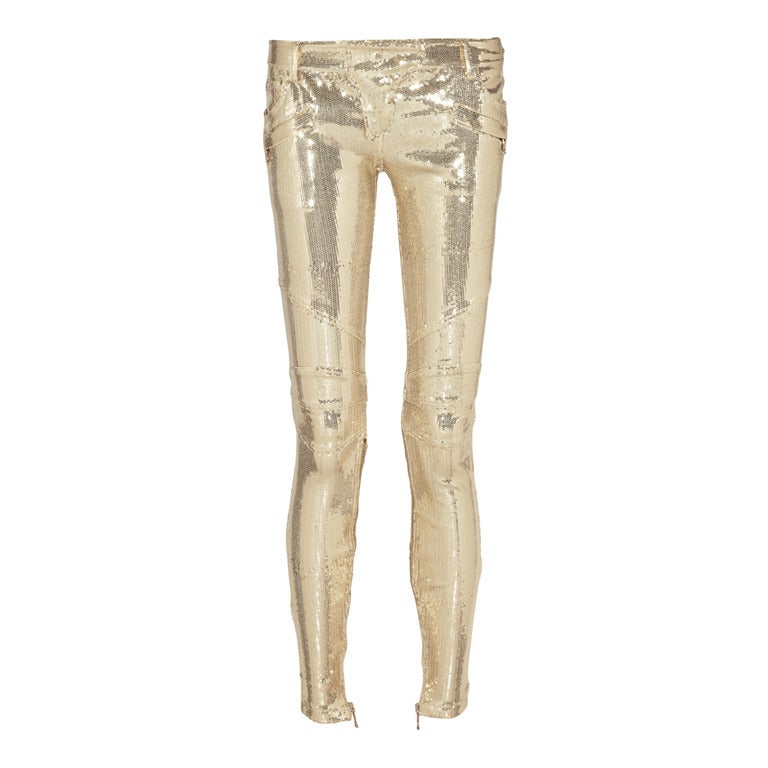 BALMAIN Sequin-embellished skinny pants at 1stDibs