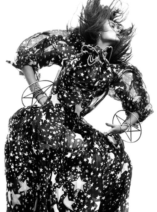 Dolce & Gabbana Star Print Silk Chiffon Gown Dress In New Condition In New York, NY