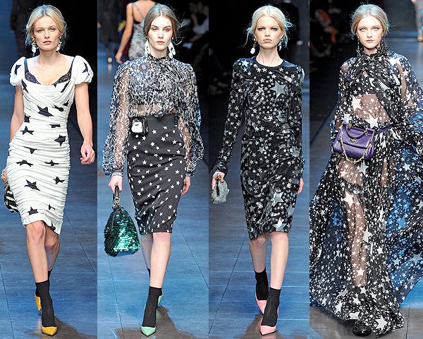 Women's Dolce & Gabbana Star Print Silk Chiffon Gown Dress