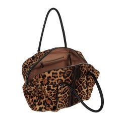 Azzedine Alaia Large Size Leopard print Pony Skin Leather Handbag