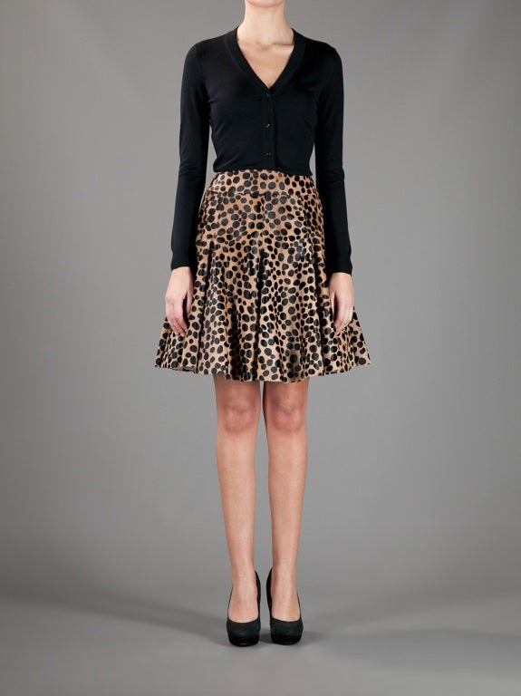 Women's Azzedine Alaia Leopard print Pony skin  Skirt New