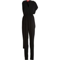 LANVIN Black Techno Satin Scarf Jumpsuit