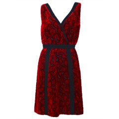 Prada Red Velvet Floral  Print  Dress
