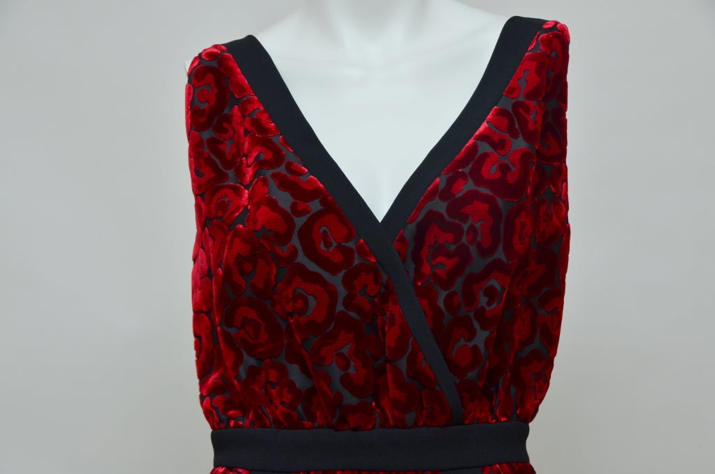 Women's Prada Red Velvet Floral  Print  Dress