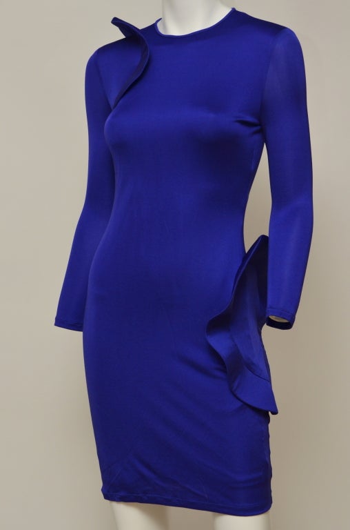 Alexander McQueen Electric Blue Body-Con  Ruffle  Dress 2010 1
