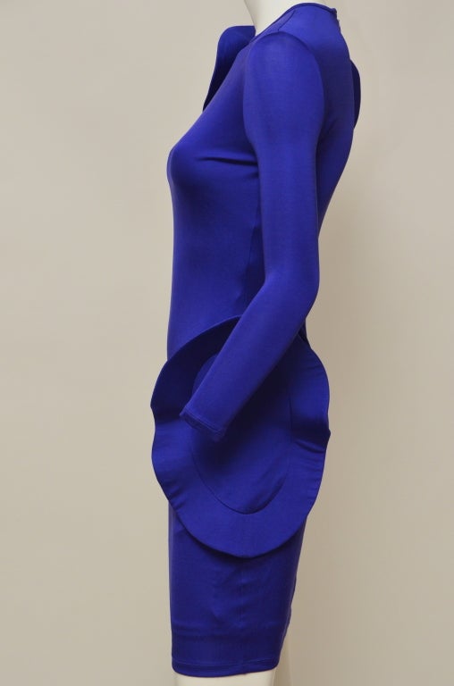 Alexander McQueen Electric Blue Body-Con  Ruffle  Dress 2010 2