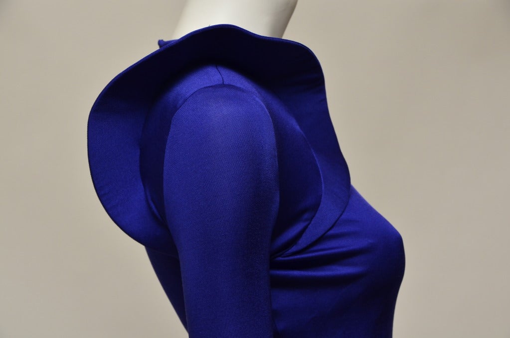 Alexander McQueen Electric Blue Body-Con  Ruffle  Dress 2010 4