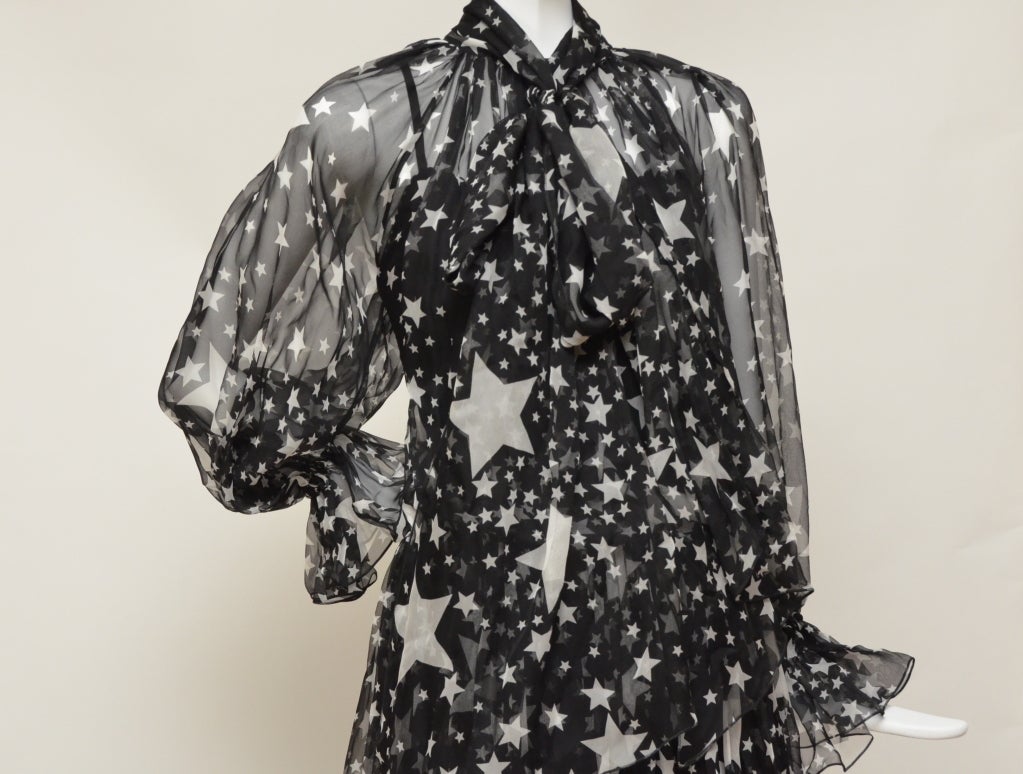 Dolce & Gabbana Star Print Silk Chiffon Gown Dress 2
