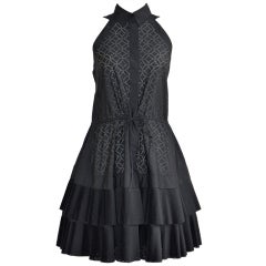 AZZEDINE ALAÏA Embroidered Full Skater Skirt Dress Size 40Fr NWT