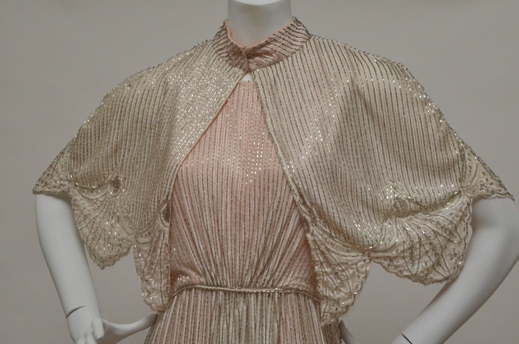 Women's Alfred Bosand Silk  Beaded Dress With Matching Bolero Jacket