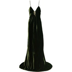 Ralph Lauren Deep Green Velvet Dress Gown