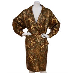 YSL YVES SAINT LAURENT Silk Trench Coat Wood Buttons Mint 4