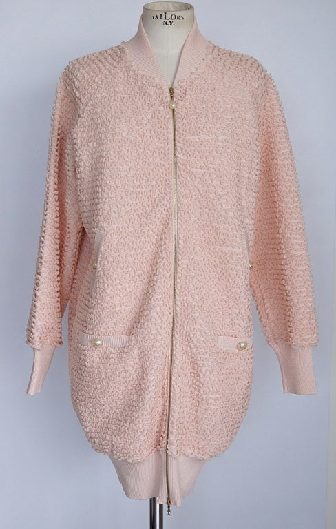 CHANEL 12P Jacket Cardigan Large Pearl CC Buttons 46 NEW